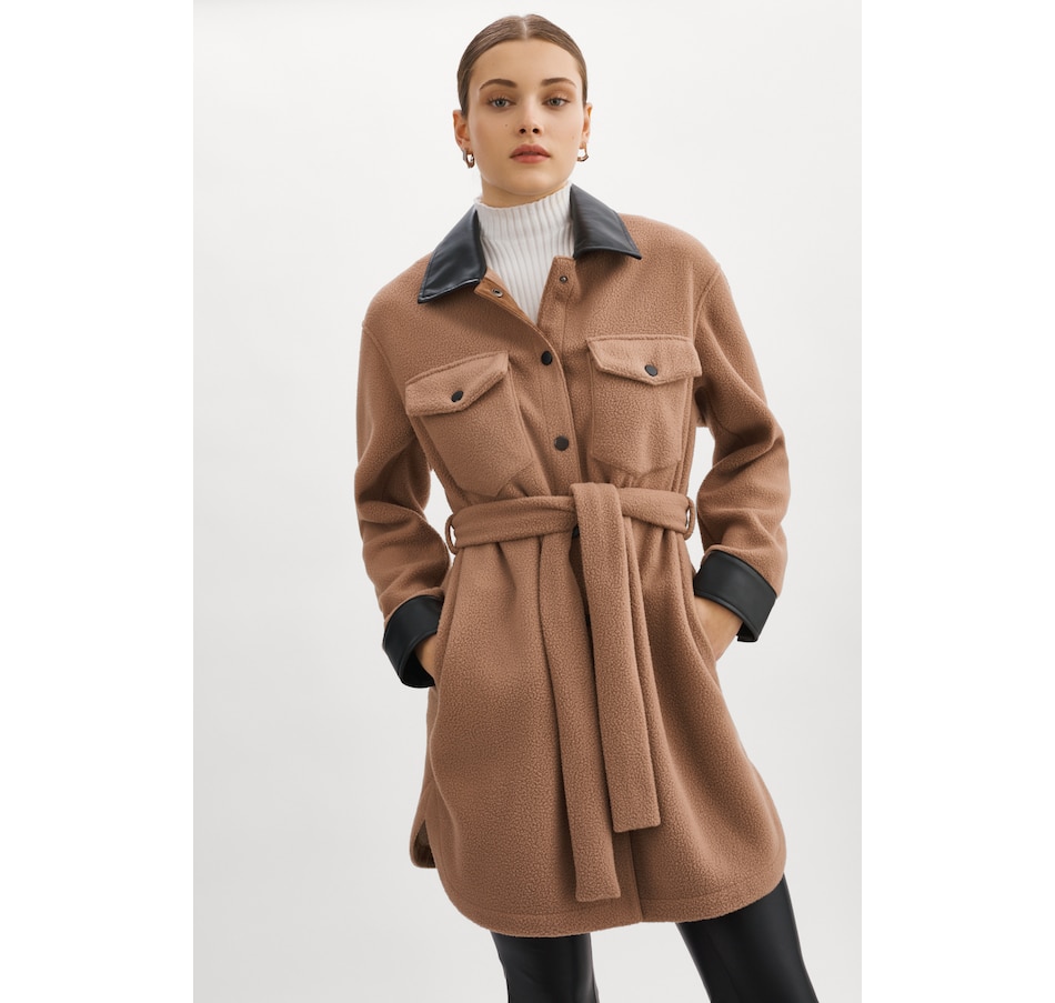 Image 227549_SES.jpg, Product 227-549 / Price $79.33, LAMARQUE Polar Fleece With Faux Leather Zozia Trim Long Shirt Dress With Long Sleeves from LAMARQUE on TSC.ca's Fashion department