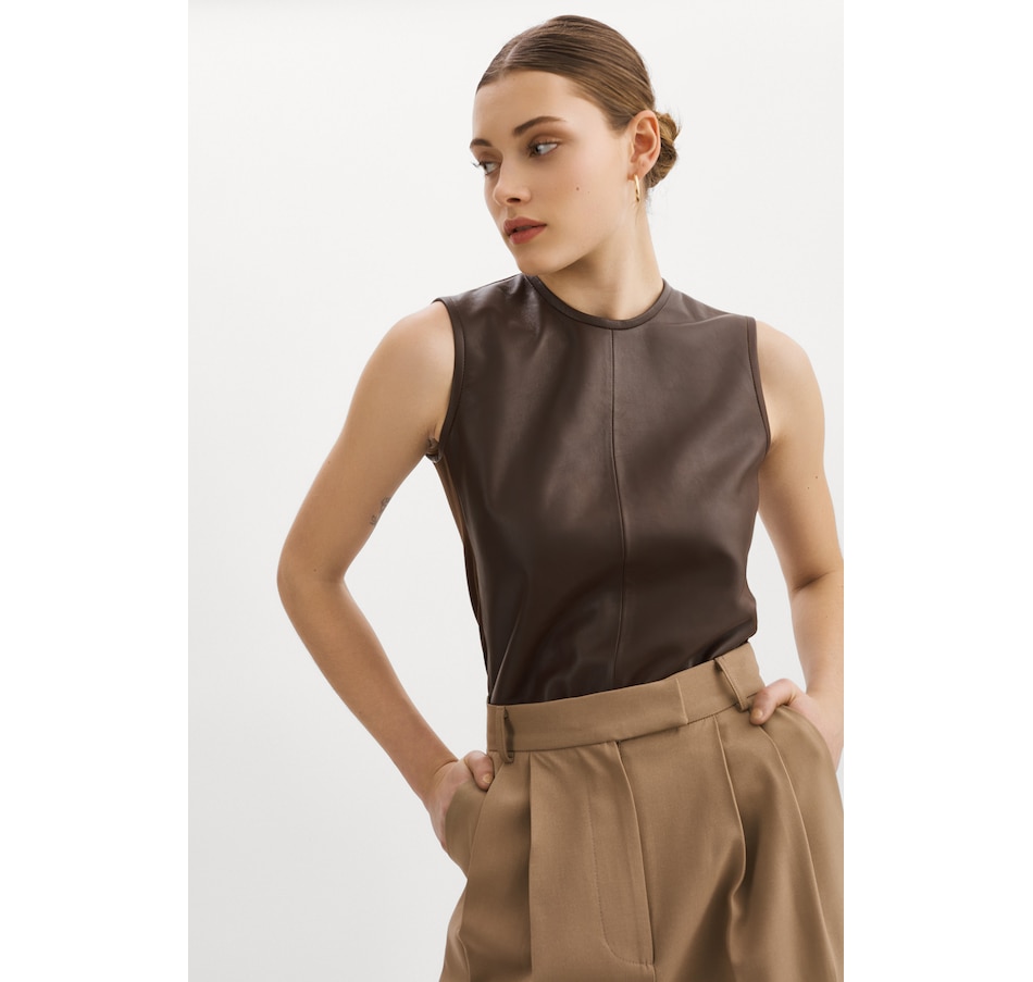Image 227555_CHO.jpg, Product 227-555 / Price $99.88, LaMarque Fitted Leather Shell Top With Full Ponte Knit Back - Sofia from LAMARQUE on TSC.ca's Fashion department