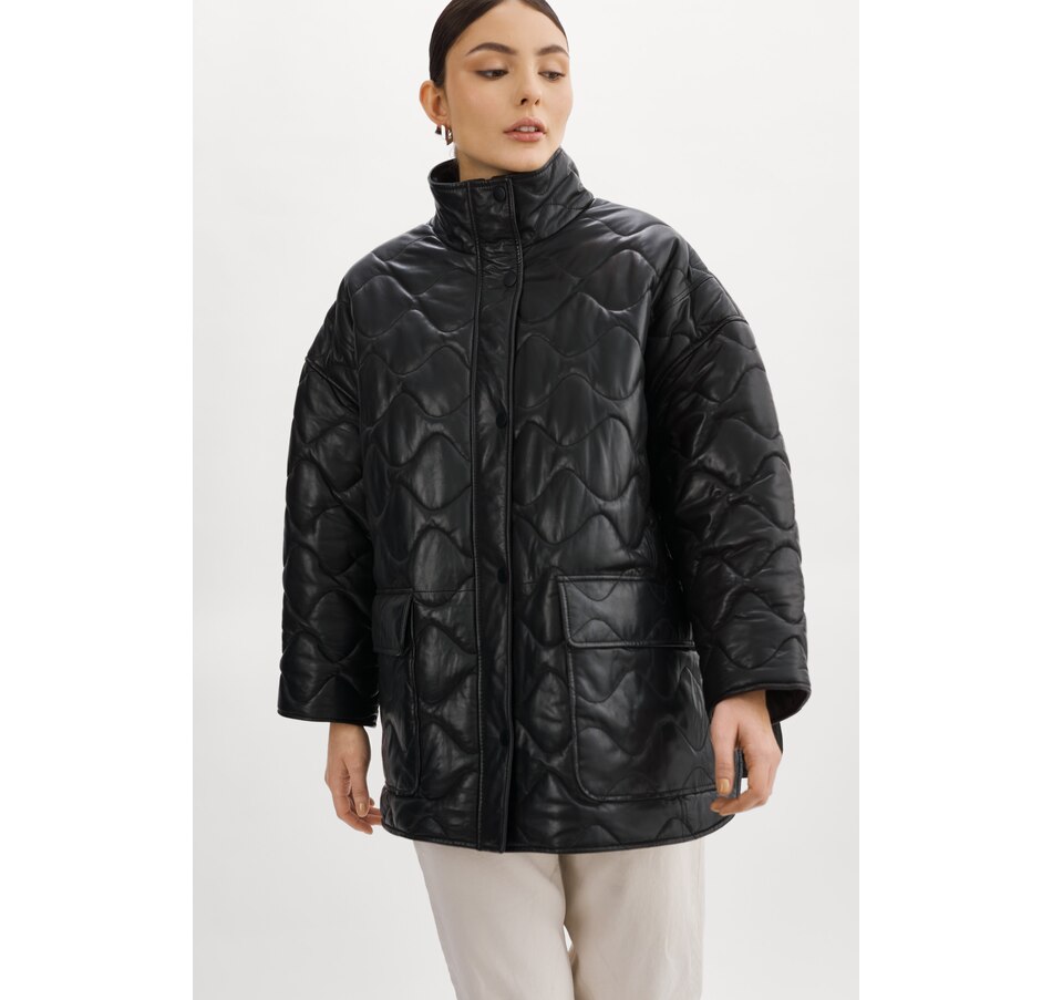 Image 227559_ALTMORE1.jpg, Product 227-559 / Price $429.88, LAMARQUE Mock Neck Loose Padded Leather Beruka Jacket from LAMARQUE on TSC.ca's Fashion department