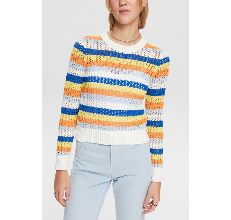 Image 227683_MTI.jpg, Product 227-683 / Price $24.33, Esprit Multi Stripe Pointelle Sweater from Esprit on TSC.ca's Fashion department