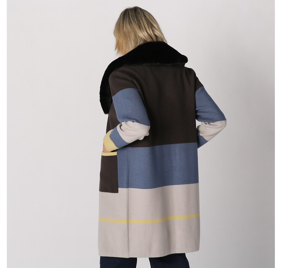 Image 228021_ALTMORE1.jpg, Product 228-021 / Price $54.33, Brian Bailey Knit Colour Block Cardigan Coat With Removable Faux Fur Collar from Brian Bailey on TSC.ca's Clothing & Shoes department
