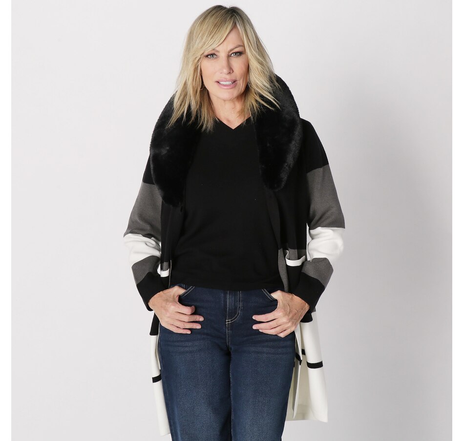 Image 228021_ALTMORE3.jpg, Product 228-021 / Price $54.33, Brian Bailey Knit Colour Block Cardigan Coat With Removable Faux Fur Collar from Brian Bailey on TSC.ca's Clothing & Shoes department