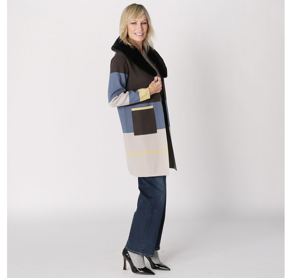 Image 228021_ALTMORE4.jpg, Product 228-021 / Price $54.33, Brian Bailey Knit Colour Block Cardigan Coat With Removable Faux Fur Collar from Brian Bailey on TSC.ca's Clothing & Shoes department