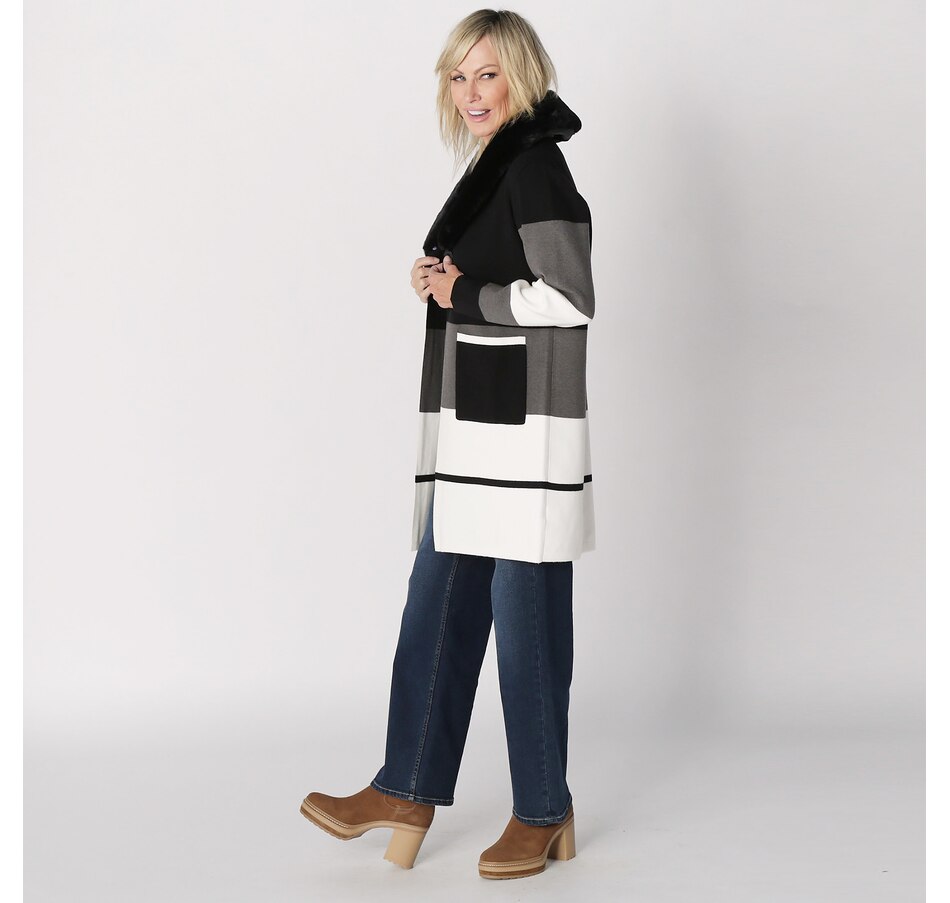 Image 228021_ALTMORE5.jpg, Product 228-021 / Price $54.33, Brian Bailey Knit Colour Block Cardigan Coat With Removable Faux Fur Collar from Brian Bailey on TSC.ca's Clothing & Shoes department