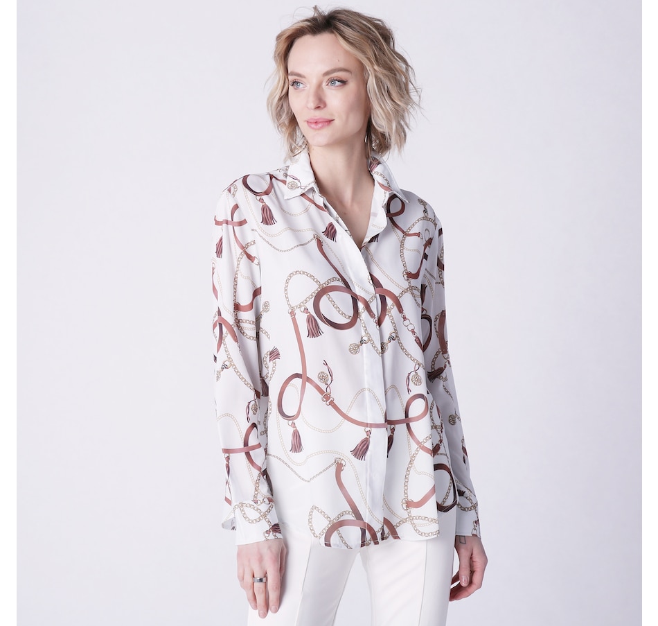 Clothing & Shoes - Tops - Shirts & Blouses - Guillaume Equestrian Print ...