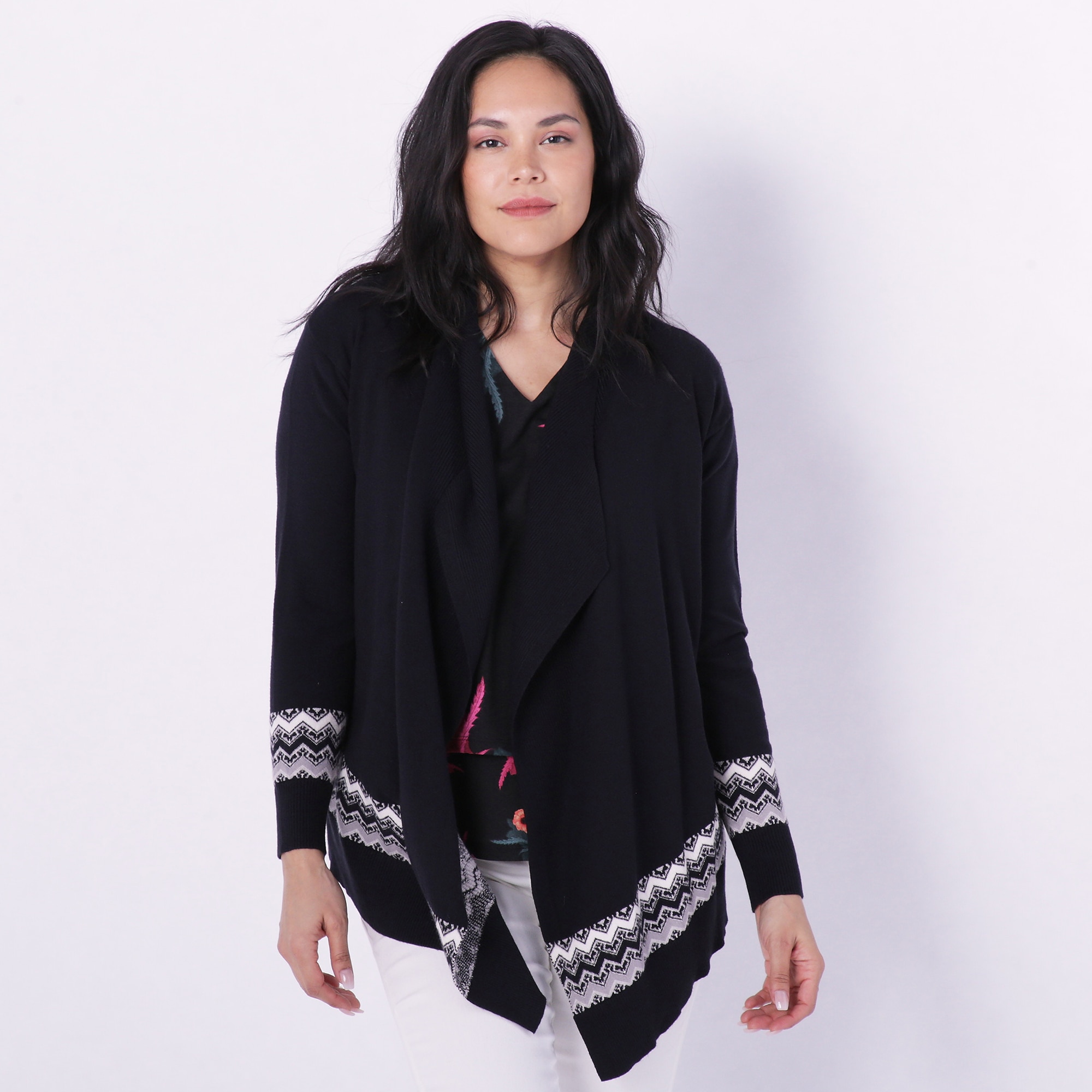 Plus size black sale waterfall cardigan