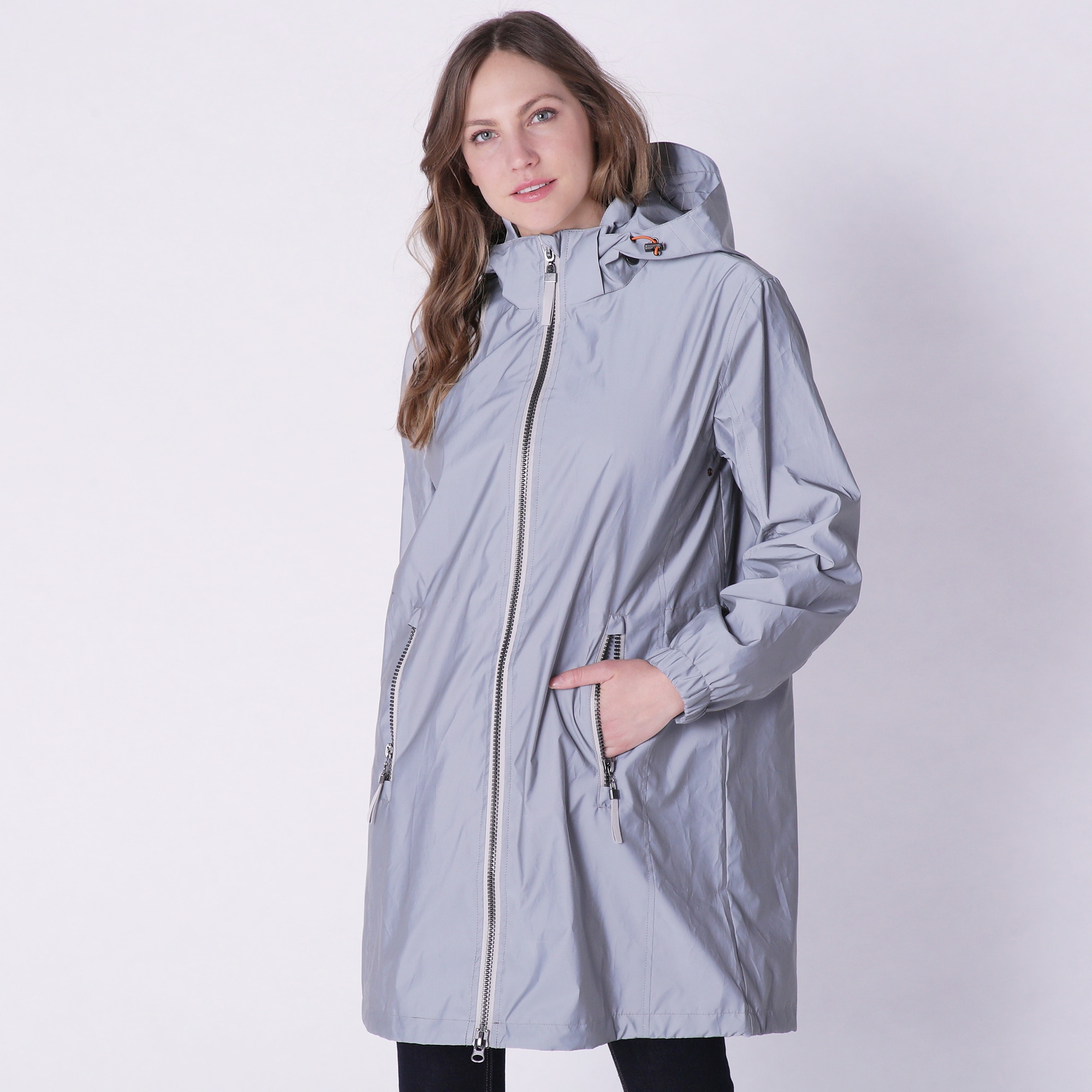 Long reflective store raincoat