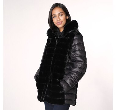 Tsc Ca Nuage Lola Faux Fur Coat Tsc Ca Nuage Lola Faux Fur Coat, Blue Vanilla Black Faux Fur Hooded Puffer Coat With Hood