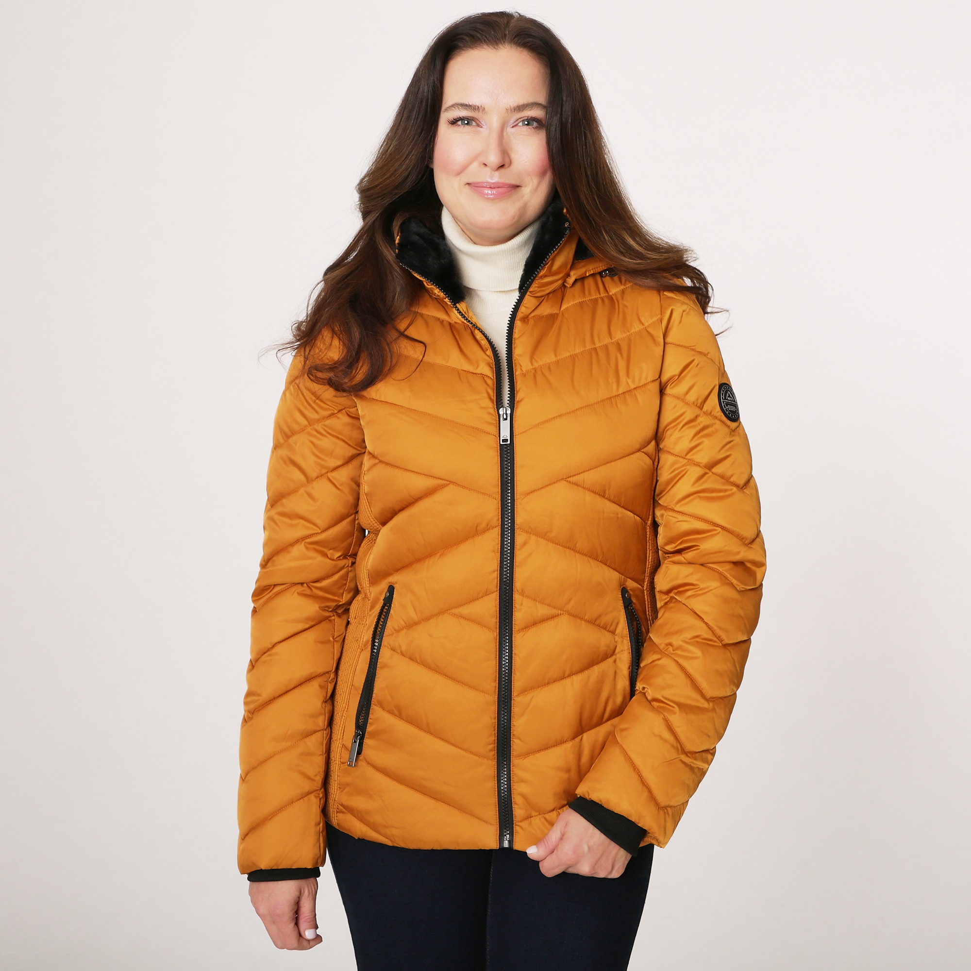 Mustard ladies puffer jacket sale