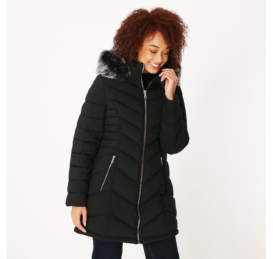 Image 229080_BLK.jpg, Product 229-080 / Price $99.33, Laundry by Shelli Segal Ladies' Puffer Jacket With Faux Fur Trim from Laundry by Shelli Segal on TSC.ca's Fashion department