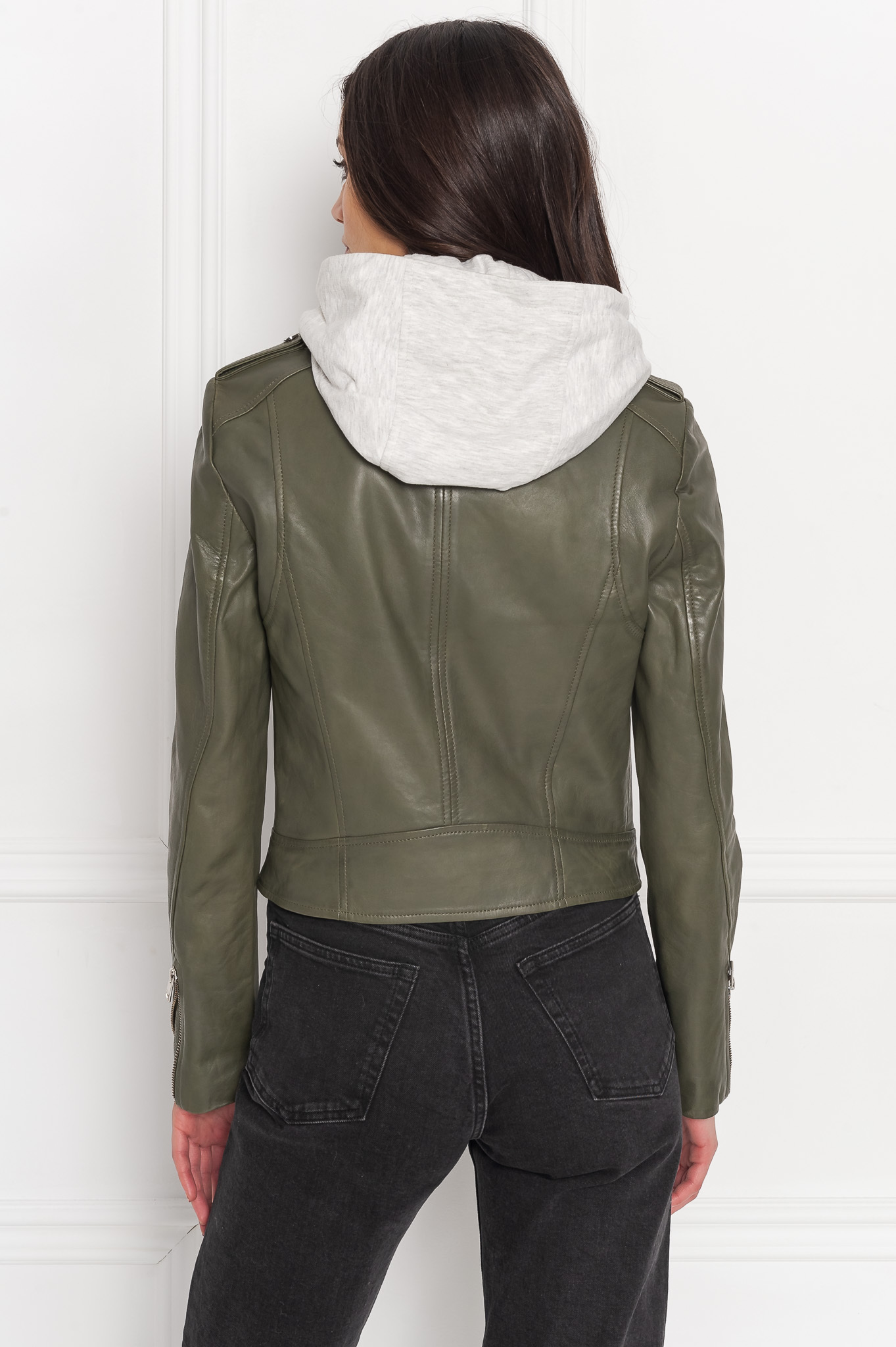 lamarque hooded leather jacket