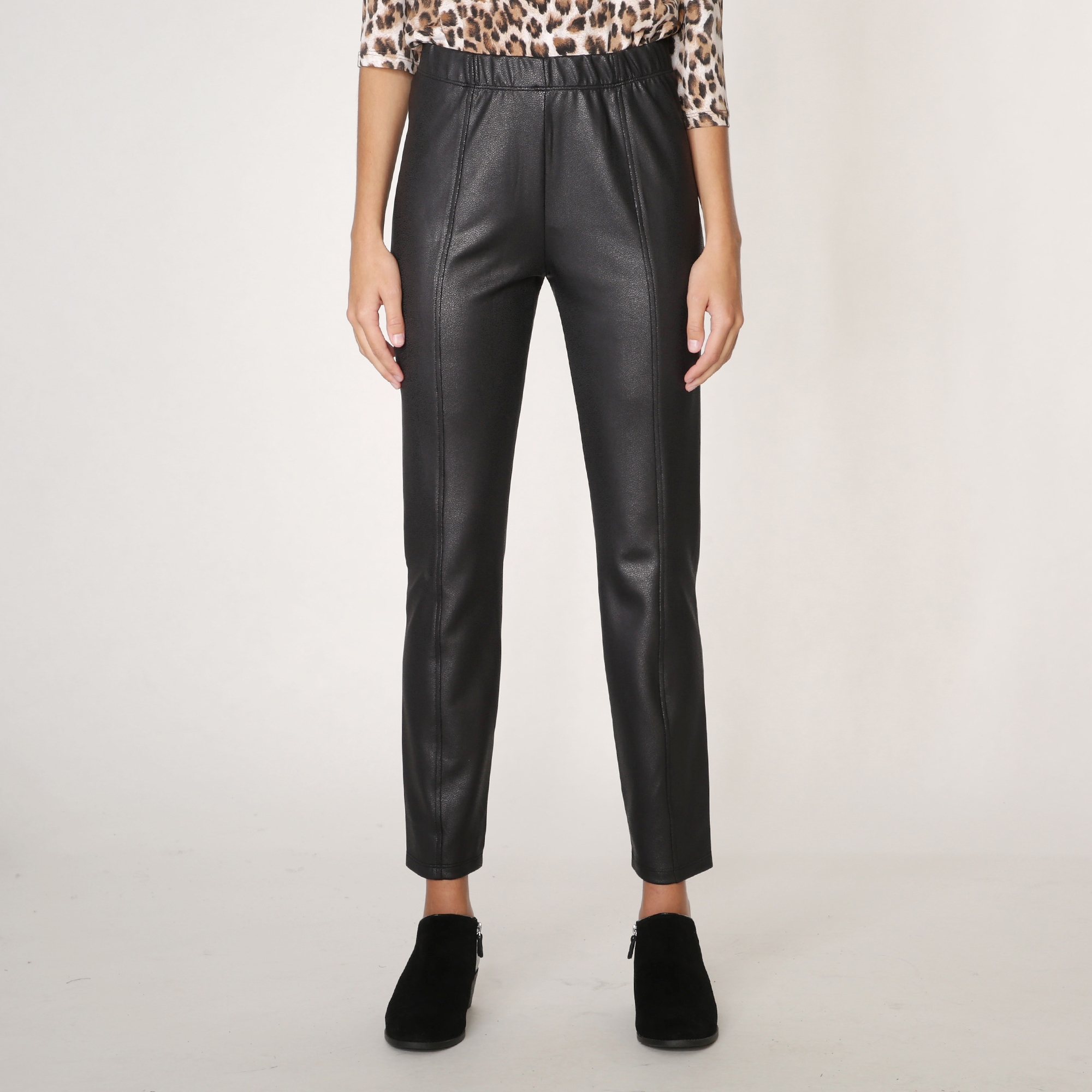 Co. Croco Faux Leather Knit Front Seam Pant