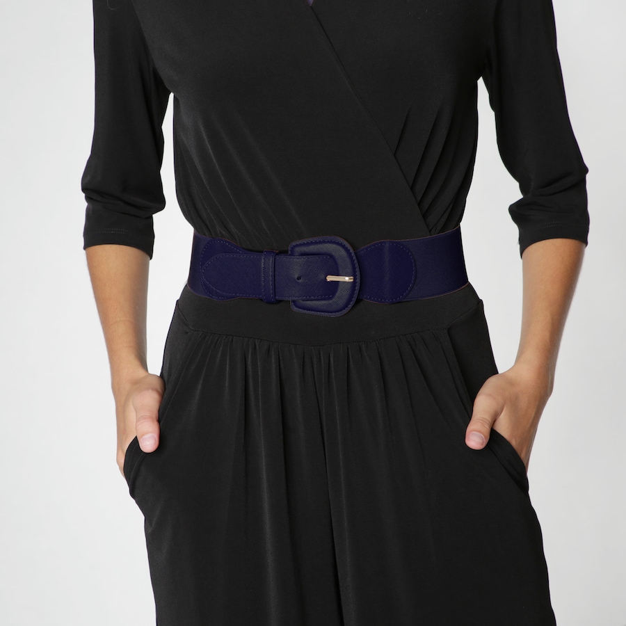 Image 229205_NVY.jpg, Product 229-205 / Price $39.99, Kim & Co. Faux Leather Elasticated Buckle Belt from Kim & Co. on TSC.ca's Fashion department