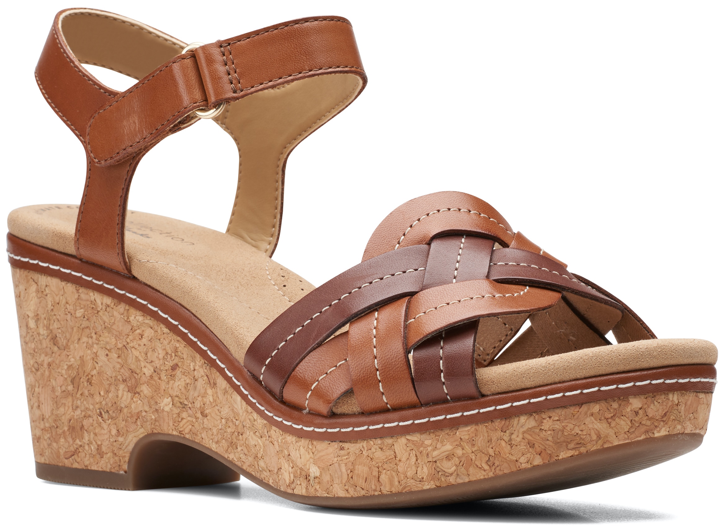 Clarks brown cheap wedge sandals