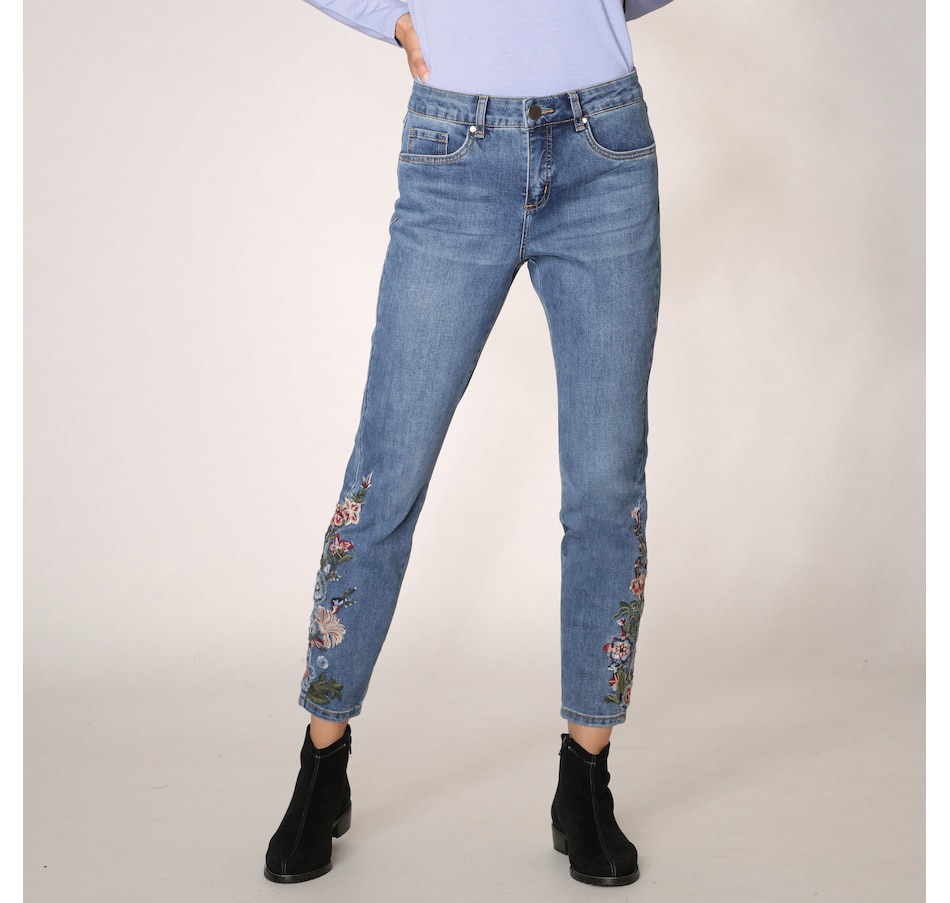 Clothing & Shoes - Bottoms - Jeans - Bellina Floral Embroidery Slim ...