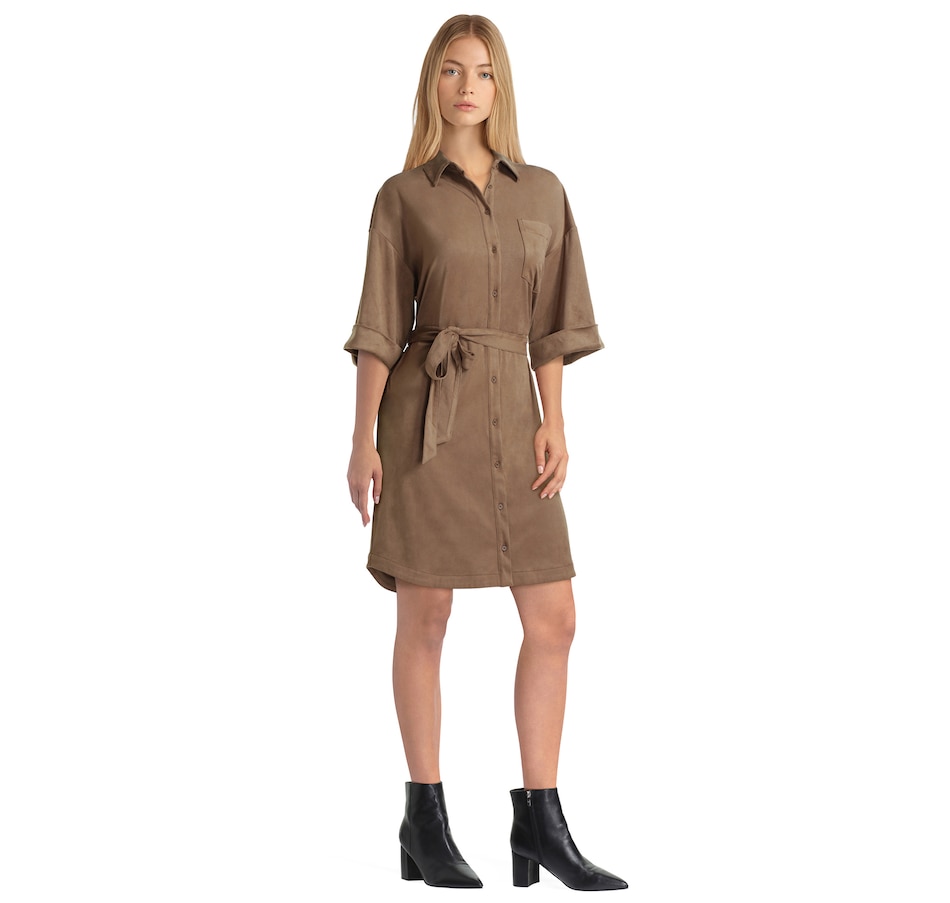 halston suede shirt dress Imani Suede Shirt Dress