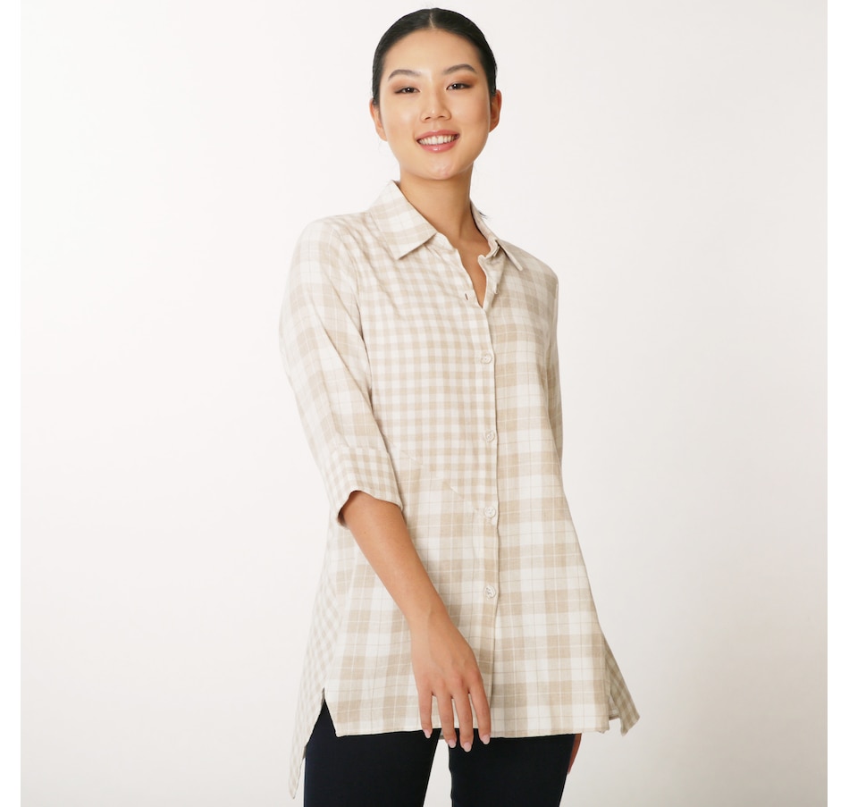 Womens Soft Surroundings Tops  Mad About Plaid Tunic Hickory ~ Gail Short  Writes