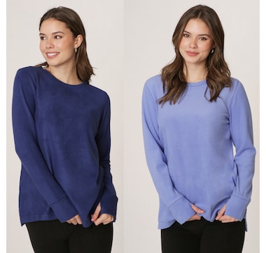 Clothing & Shoes - Tops - T-Shirts & Tops - Cuddl Duds Fleecewear With Stretch  Crew Neck Tops 2-Pack - Online Shopping for Canadians