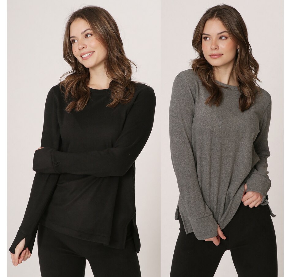 Cuddl Duds Fleecewear With Stretch Crew Neck Tops 2-Pack