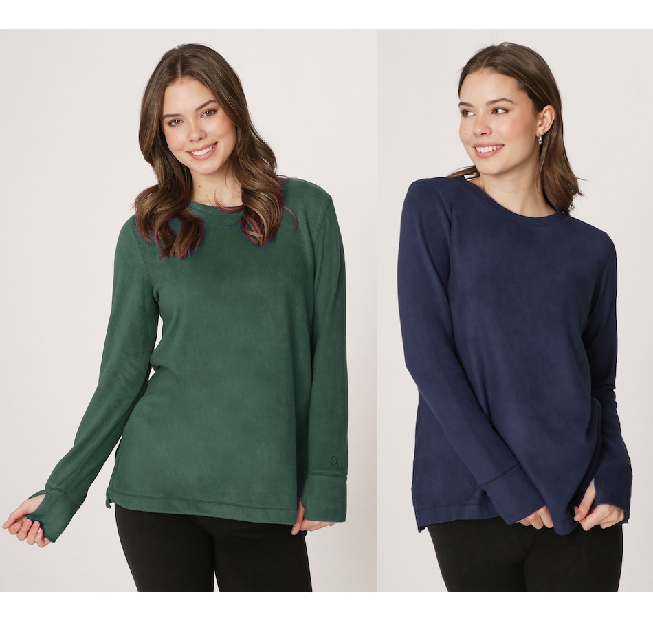 Cuddl Duds Fleecewear With Stretch Crew Neck Tops 2-Pack