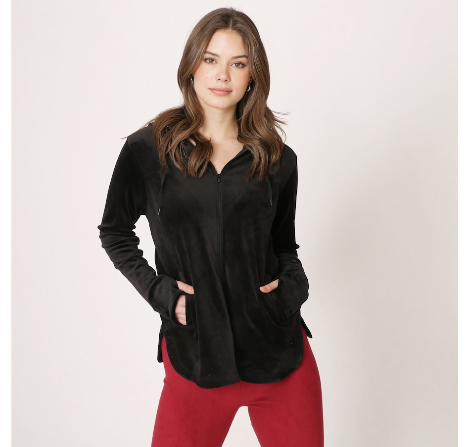 Clothing & Shoes - Tops - Sweaters & Cardigans - Sweatshirts & Hoodies - Cuddl  Duds Double Plush Velour Full Zip Hoodie - Online Shopping for Canadians