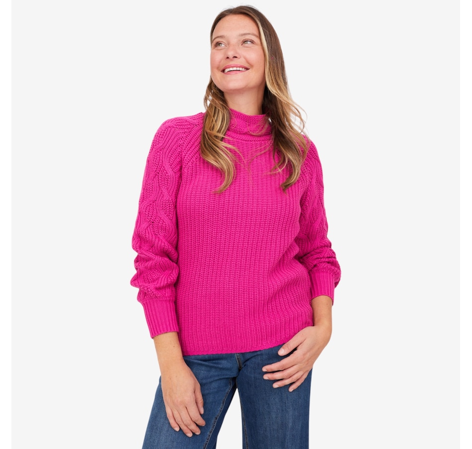 Image 229733_PKFE.jpg, Product 229-733 / Price $34.33, claudia ev Cable Mock Neck Sweater from claudia ev on TSC.ca's Fashion department