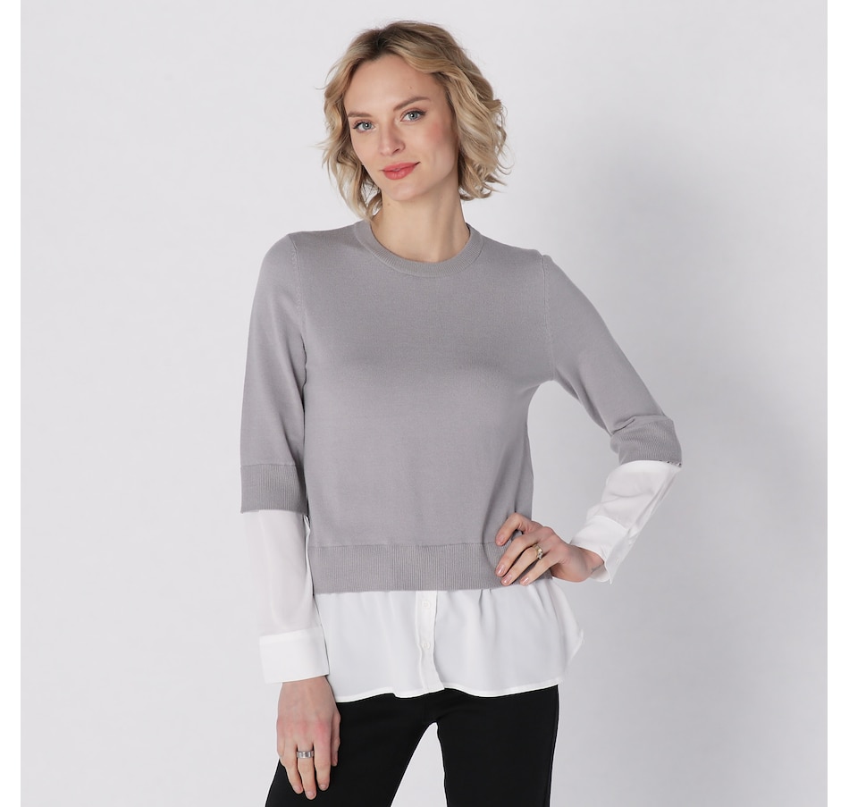 Image 229752_GREIY.jpg, Product 229-752 / Price $89.90, Diane Gilman Combo Top Sweater from DG2 by Diane Gilman on TSC.ca's Clothing & Shoes department
