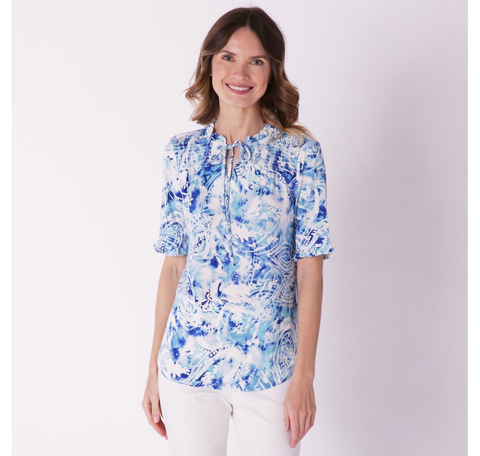 Clothing & Shoes - Tops - Shirts & Blouses - Nina Leonard Elbow Sleeve ...