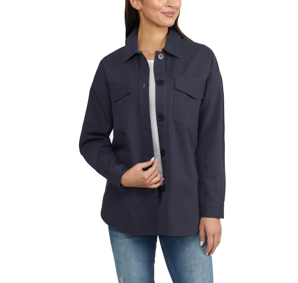 Image 229835_NVY.jpg, Product 229-835 / Price $39.33, Badgley Mischka Cotton Shacket from Badgley Mischka on TSC.ca's Fashion department
