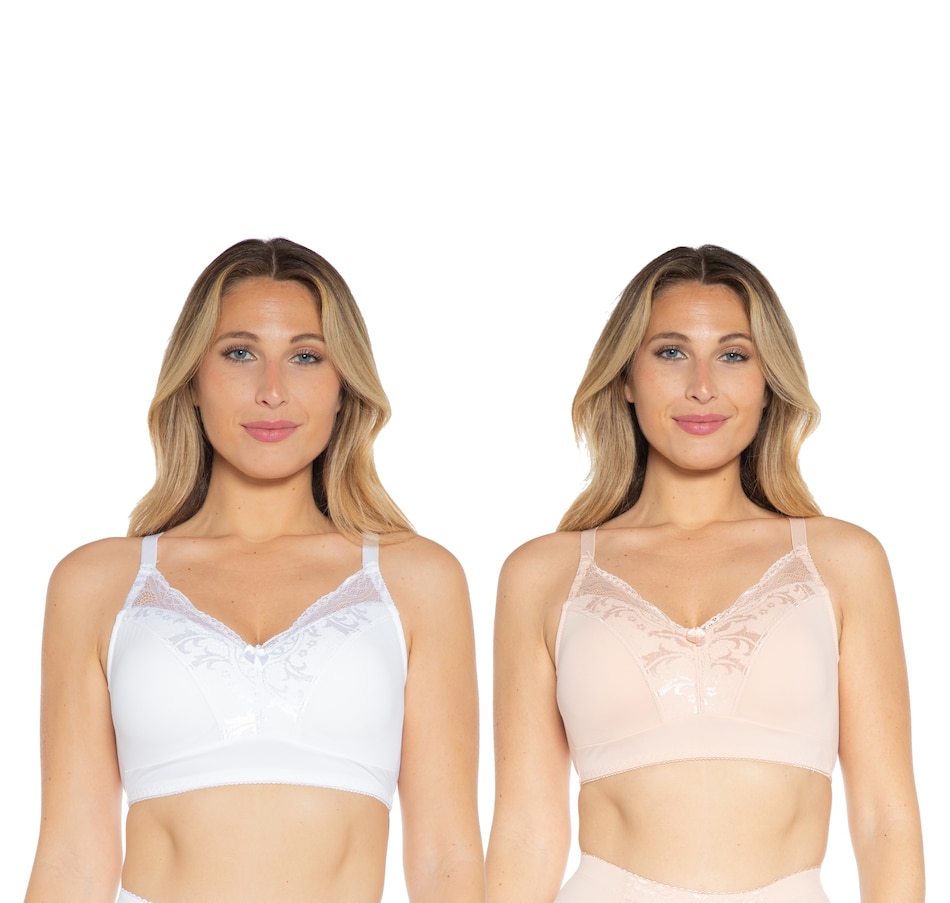 Clothing & Shoes - Socks & Underwear - Bras - Rhonda Shear Ahh Bra With  Mesh Neckline And Adjustable Straps (2-Pack) - Online Shopping for Canadians