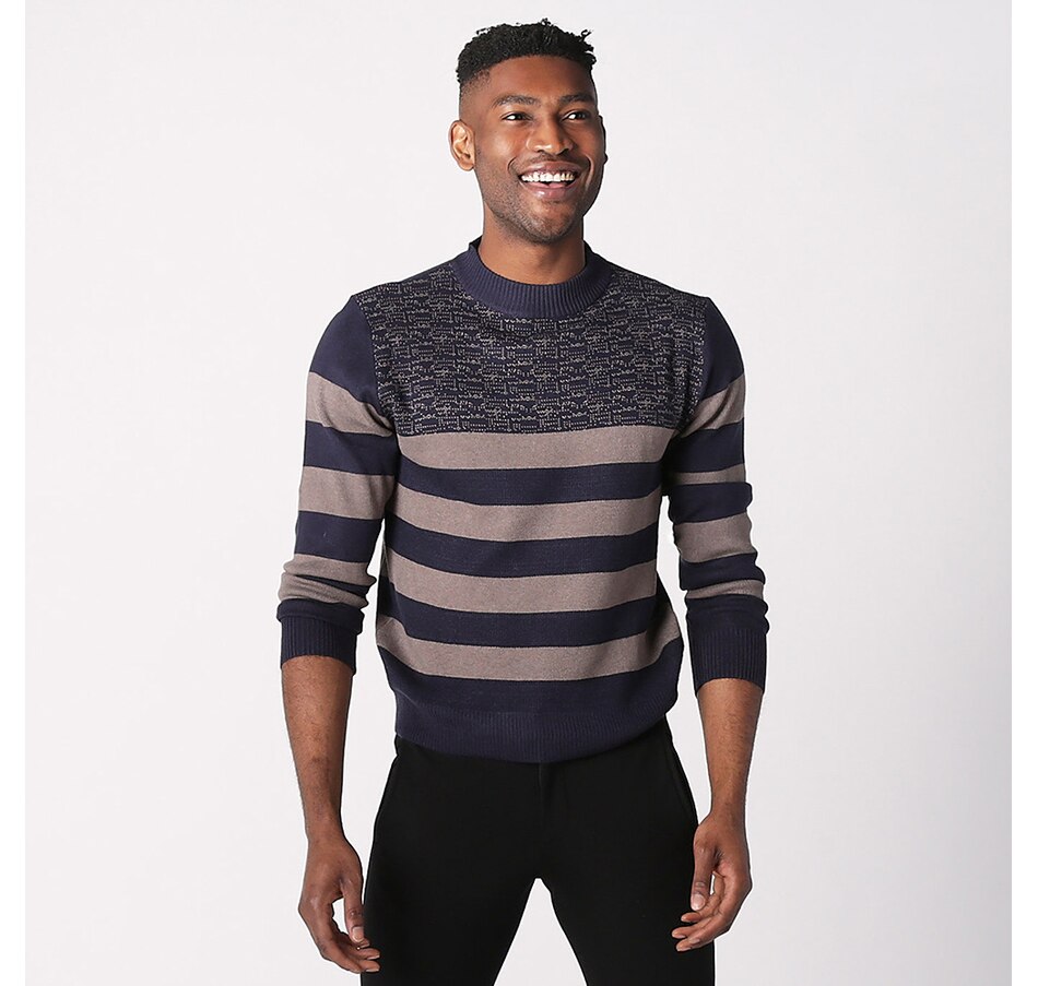 Image 229849_NVYTP.jpg, Product 229-849 / Price $125.00, BRIAN BAILEY... MEN Striped Crewneck Sweater from Brian Bailey on TSC.ca's Clothing & Shoes department
