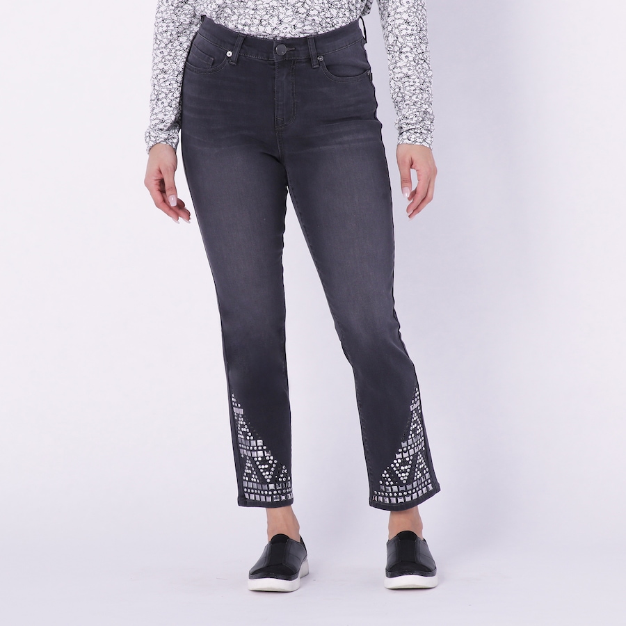 Image 229863_BLK.jpg, Product 229-863 / Price $34.33, Diane Gilman Studded Ankle Straight Jean from DG2 by Diane Gilman on TSC.ca's Fashion department