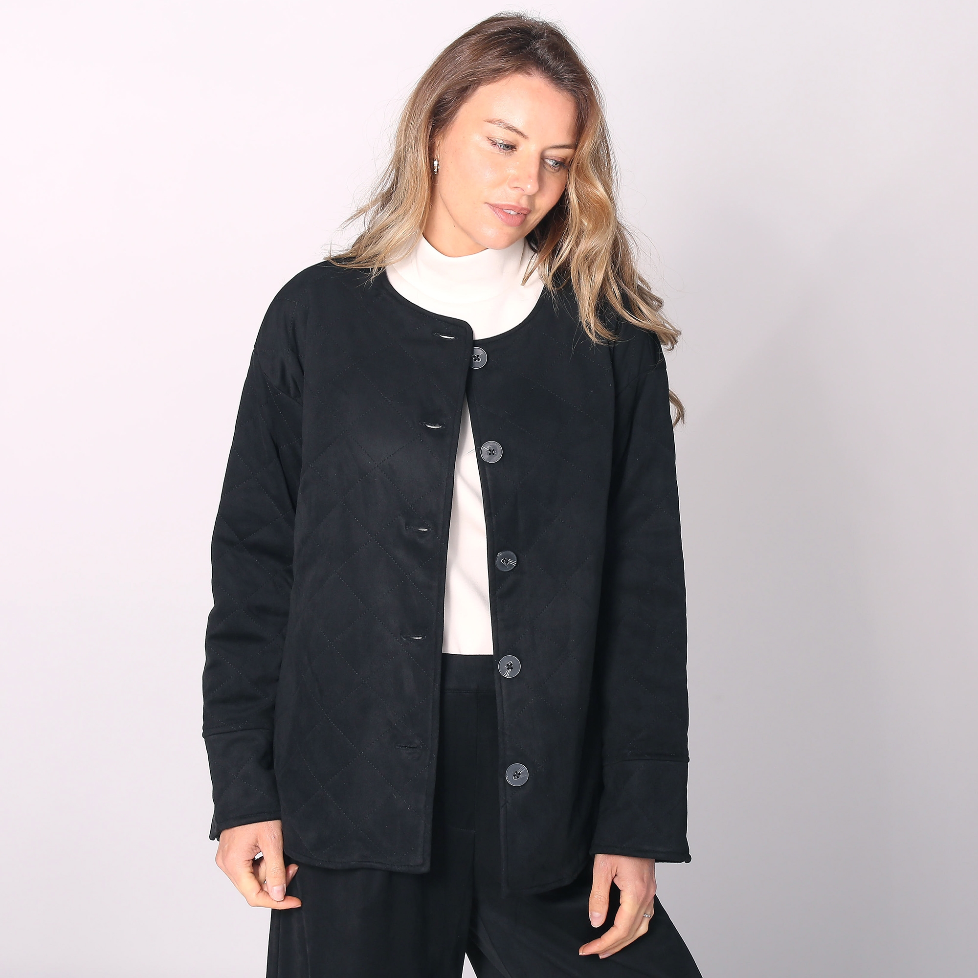 Wynne Style Faux Suede Quilted Jacket - TSC.ca