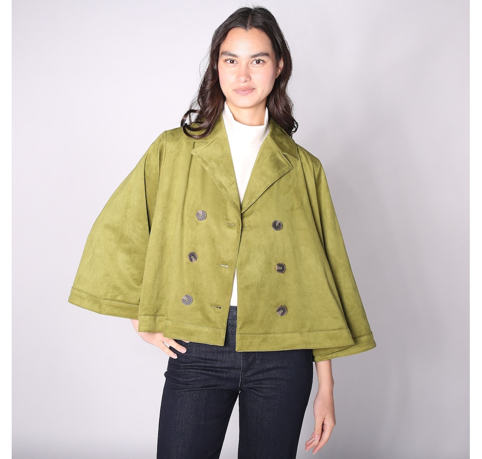 Image 230032_AVO.jpg, Product 230-032 / Price $49.33, Wynne Style Faux Suede Double Breasted Bell Sleeve Jacket from Wynnelayers on TSC.ca's Fashion department