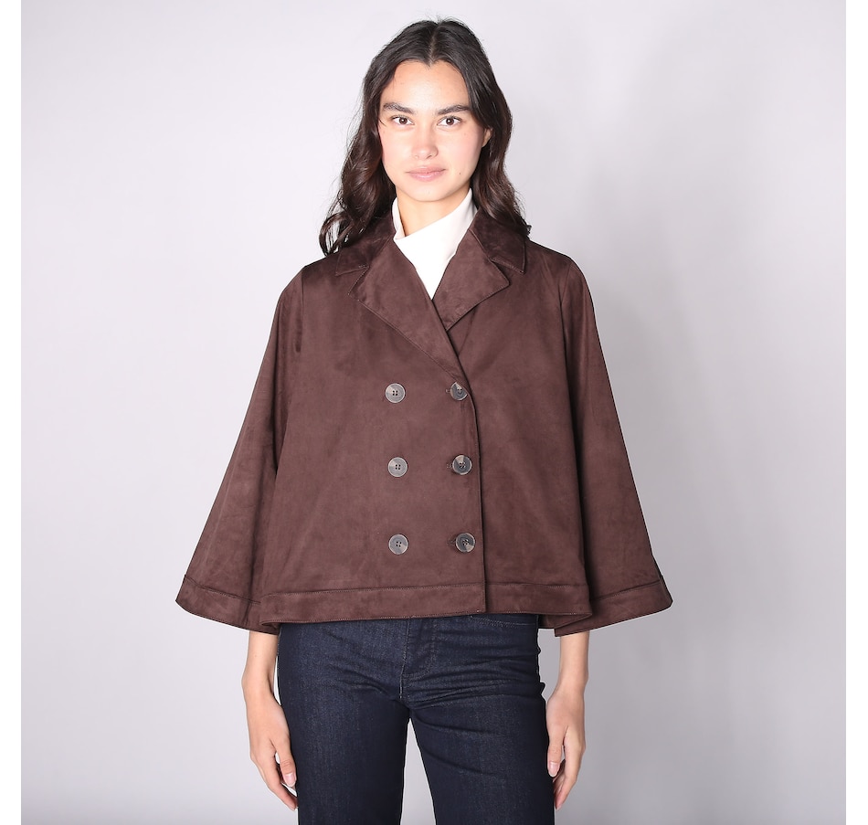 Image 230032_CHO.jpg, Product 230-032 / Price $49.33, Wynne Style Faux Suede Double Breasted Bell Sleeve Jacket from Wynnelayers on TSC.ca's Fashion department