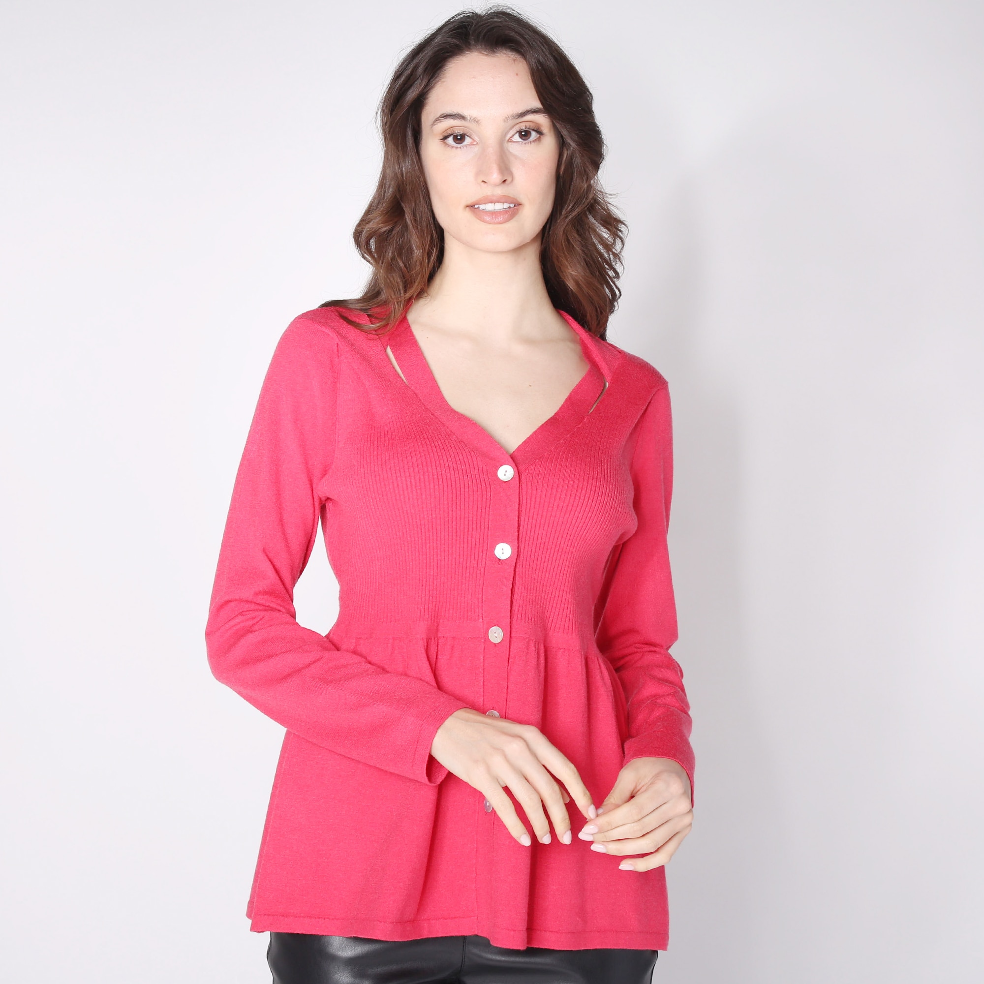 トップス T/C BASIC KNIT SHIRT CARDIGAN Everyday Jones Cut Out Button Front Cardigan - TSC.ca