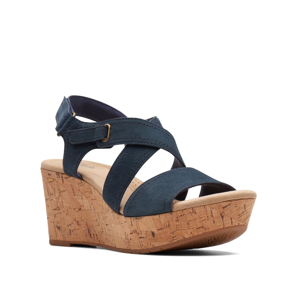 Image 230092_NVSUD.jpg, Product 230-092 / Price $150.00, Clarks Rose Way Wedge Sandal from Clarks Footwear on TSC.ca's Clothing & Shoes department