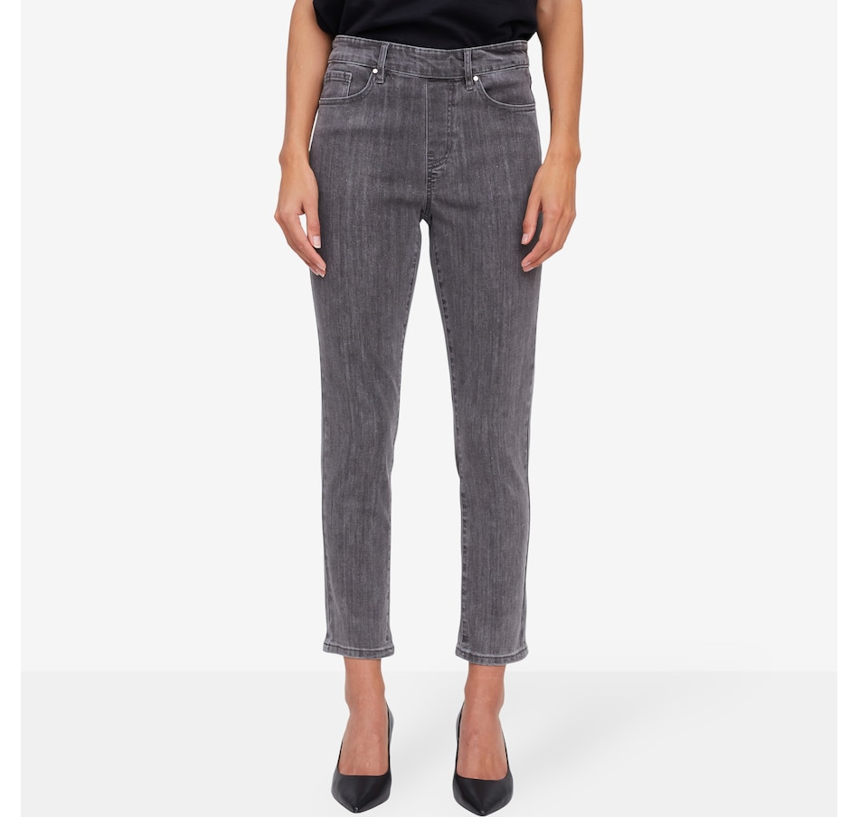 Image 230277_SGY.jpg, Product 230-277 / Price $74.00, claudia ev Pull-On Slim Ankle Pant with Glitter from claudia ev on TSC.ca's Fashion department