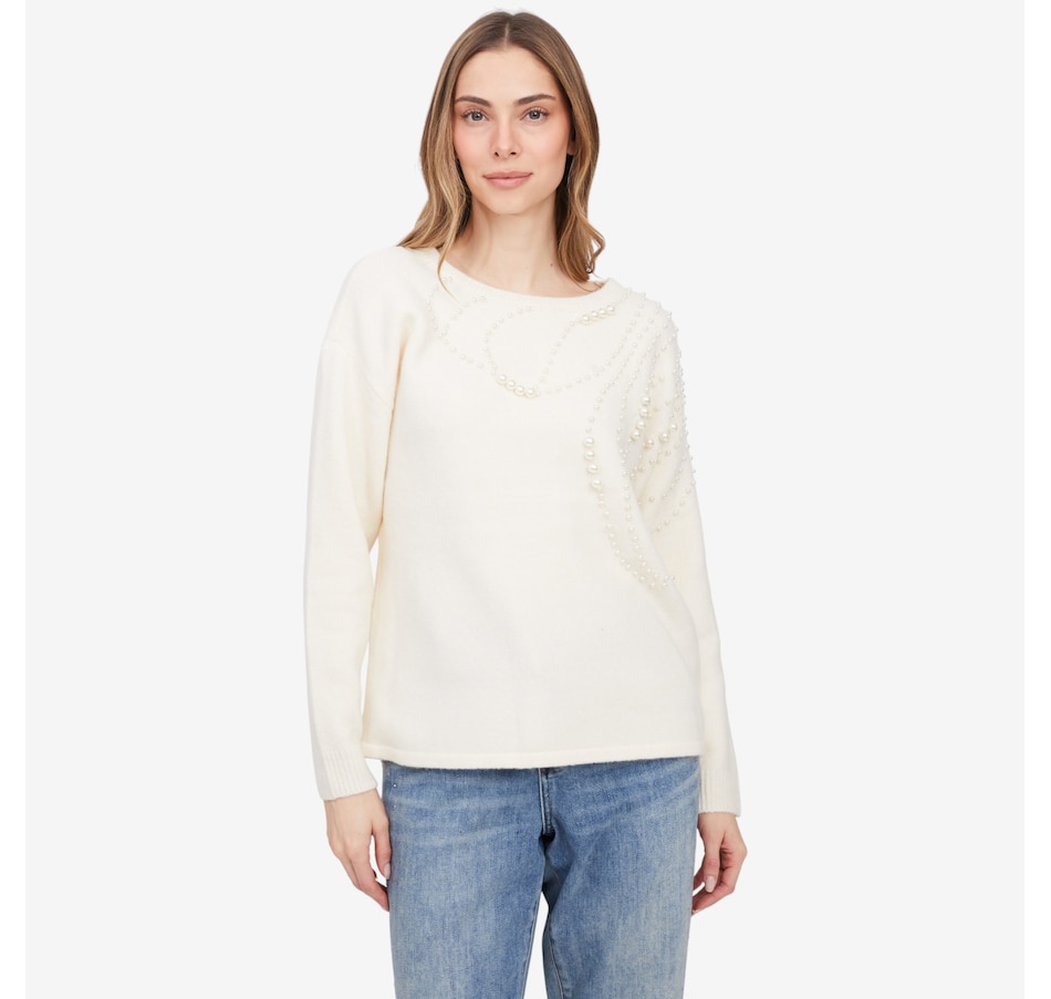 Image 231393_SAST.jpg, Product 231-393 / Price $74.88, claudia ev Crew Neck Sweater with Pearls from claudia ev on TSC.ca's Fashion department