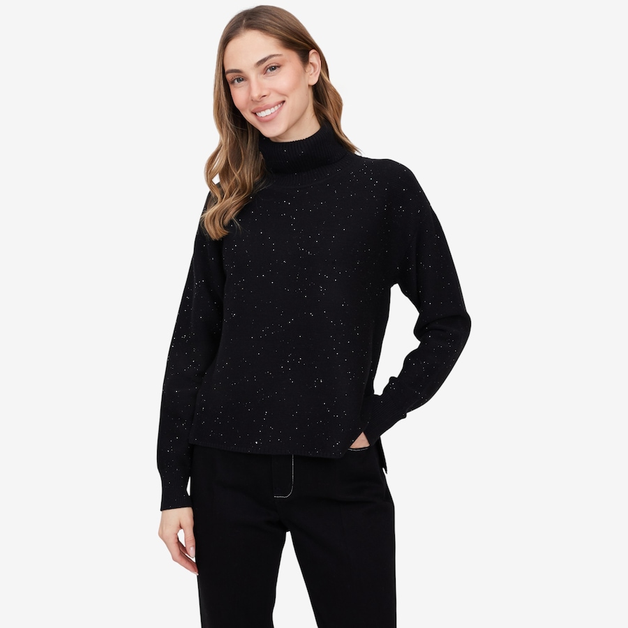Image 231397_BLK.jpg, Product 231-397 / Price $74.88, claudia ev Turtle Neck High Low Sweater with Side Slits from claudia ev on TSC.ca's Fashion department