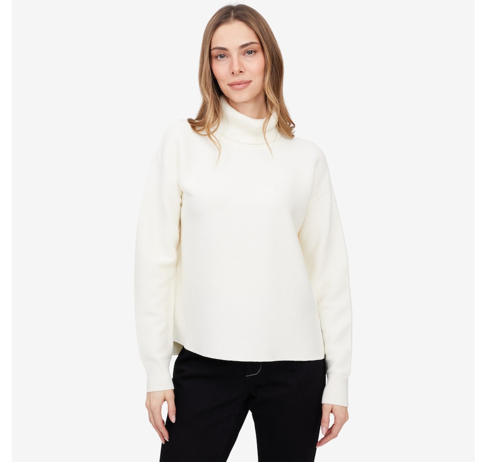 Image 231397_CRM.jpg, Product 231-397 / Price $99.00, claudia ev Turtle Neck High Low Sweater with Side Slits from claudia ev on TSC.ca's Fashion department