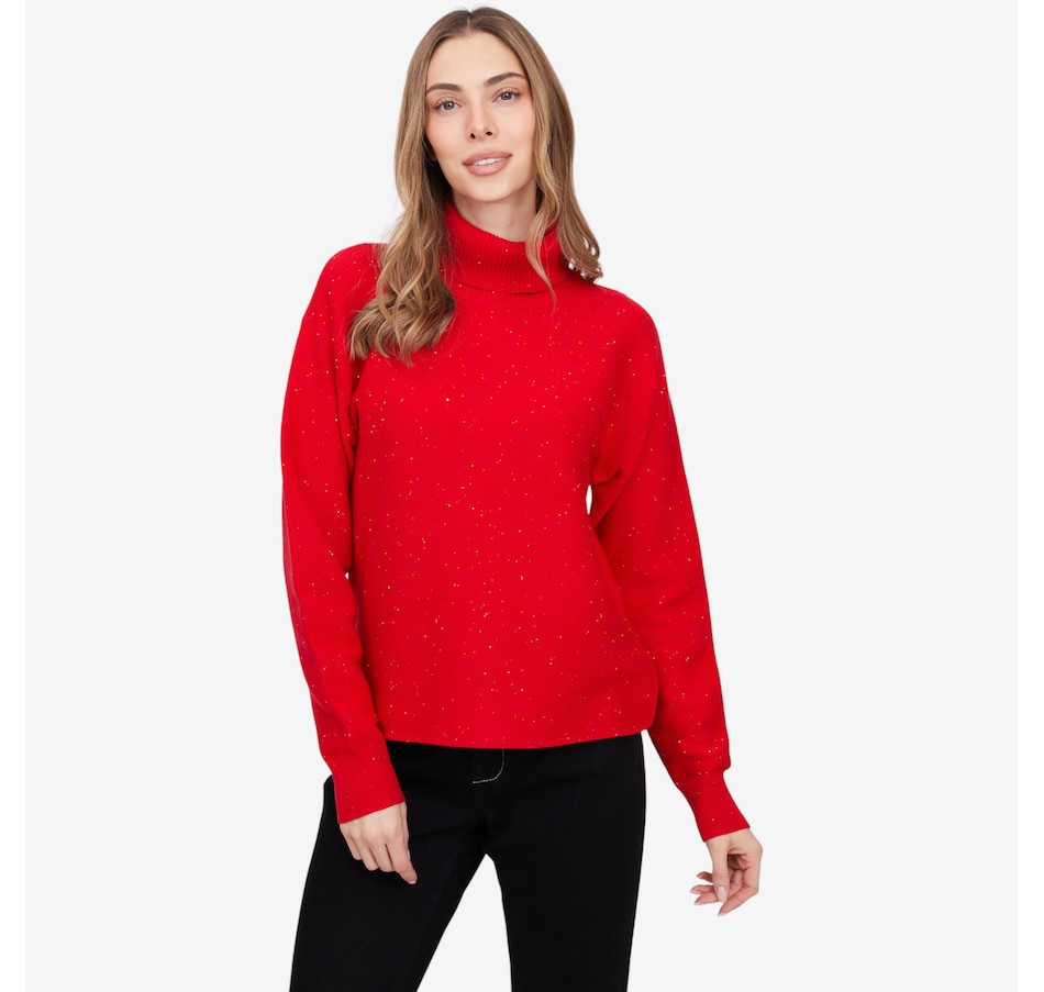 Image 231397_CRNE.jpg, Product 231-397 / Price $99.00, claudia ev Turtle Neck High Low Sweater with Side Slits from claudia ev on TSC.ca's Fashion department