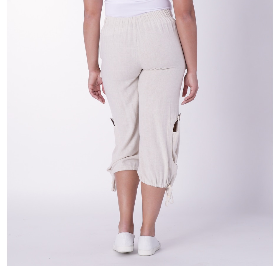 Image 231459_ALTMORE2.jpg, Product 231-459 / Price $59.88, Red Coral Side Button Linen Blend Capri from Red Coral Fashions on TSC.ca's Fashion department