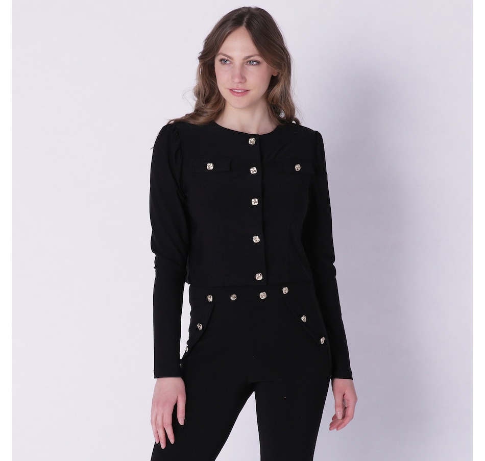 Image 231488_BLK.jpg, Product 231-488 / Price $24.33, Marallis Long Sleeve Button Detail Cropped Jacket from Marallis on TSC.ca's Fashion department