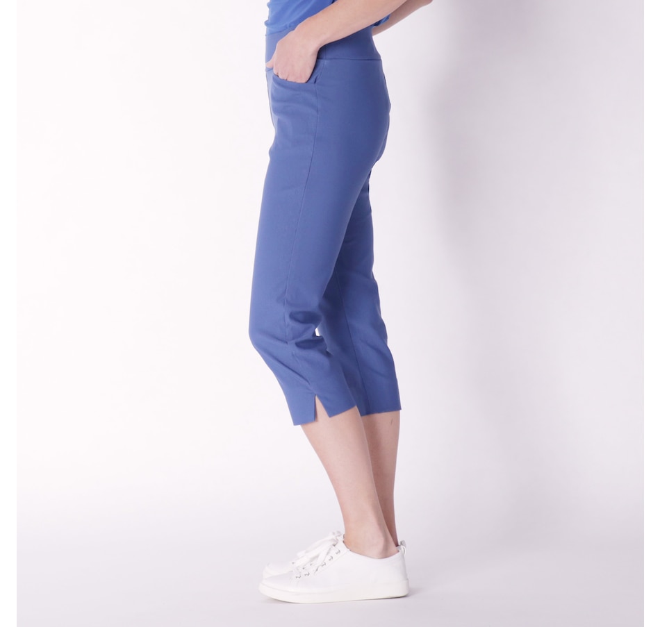 Massio Women's Size 6 Long Capris Pants Blue Slacks Flat Front