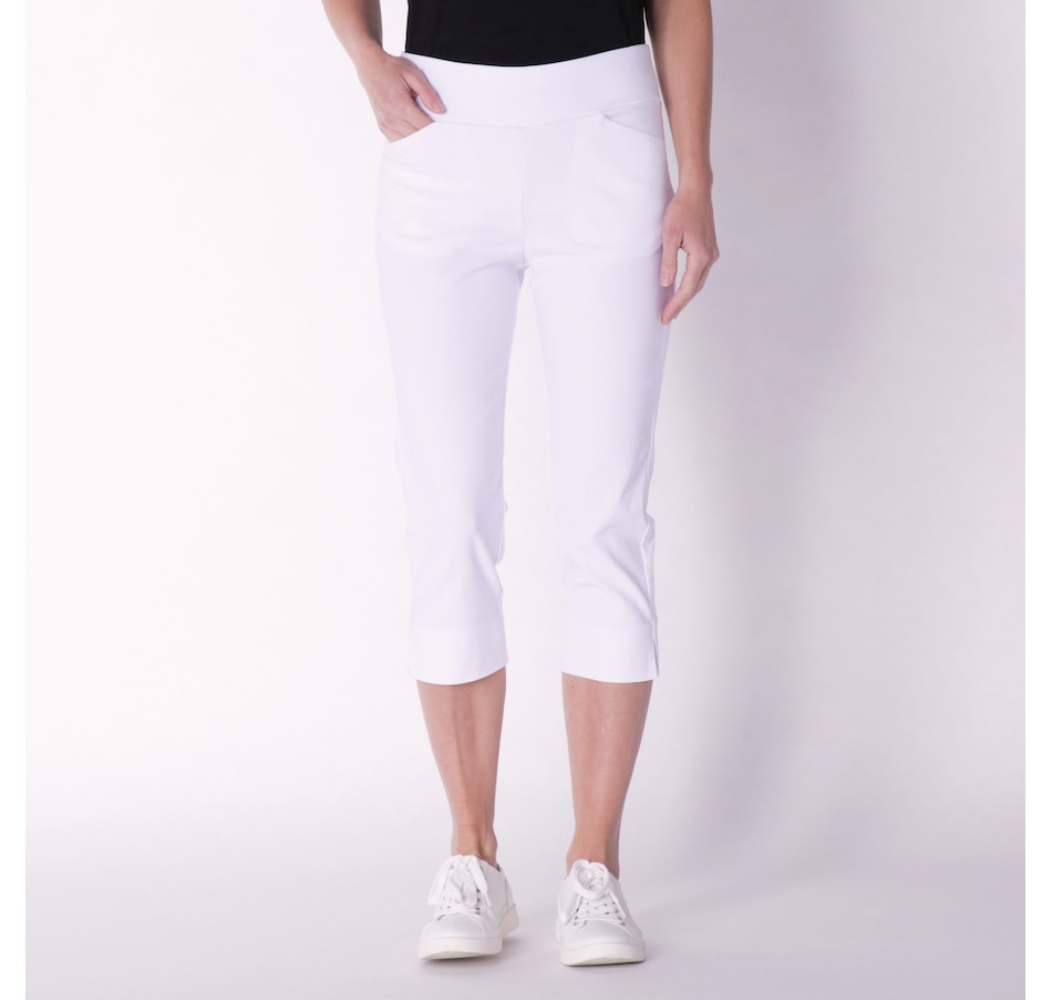 Teez-Her Women's The Skinny Capri Pants, (Large, White) at  Women's  Clothing store: Athletic Capri Pants