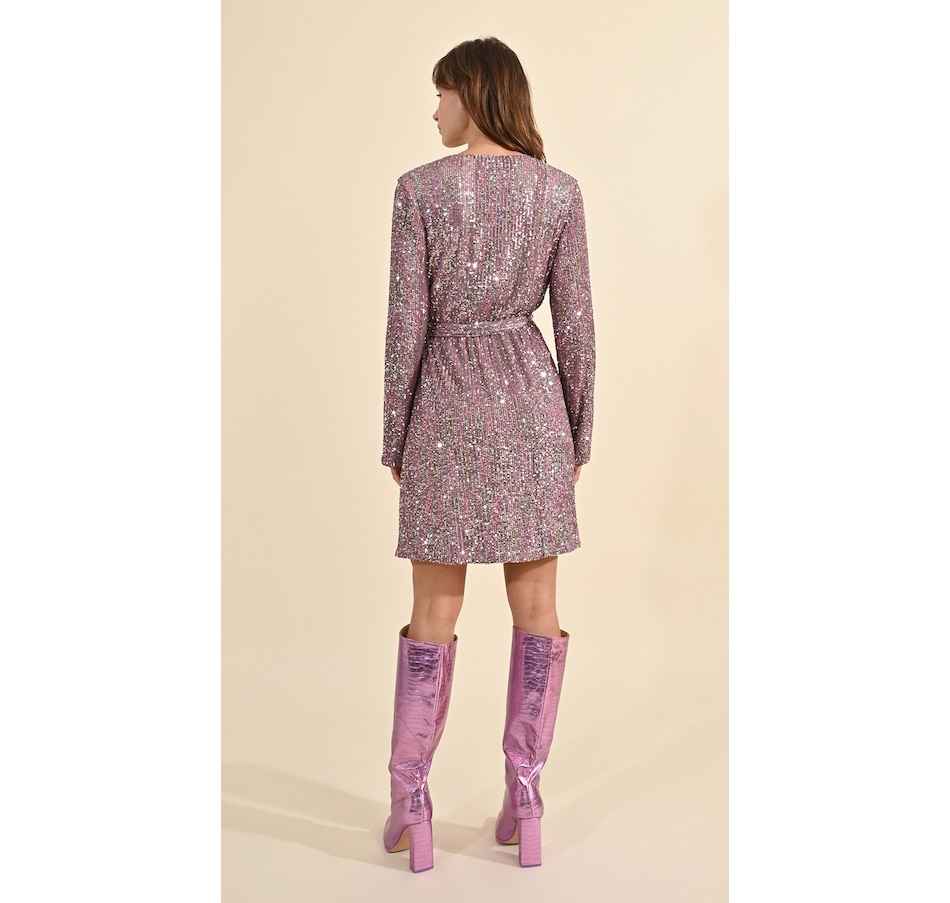 Image 231668_ALTMORE2.jpg, Product 231-668 / Price $99.88, Molly Bracken V-Neck Long Sleeve Sparkle Dress with Belt from Molly Bracken on TSC.ca's Fashion department