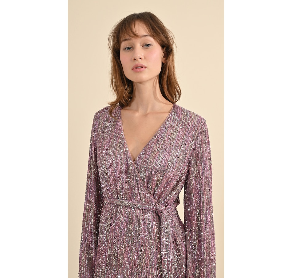 Image 231668_ALTMORE3.jpg, Product 231-668 / Price $99.88, Molly Bracken V-Neck Long Sleeve Sparkle Dress with Belt from Molly Bracken on TSC.ca's Fashion department