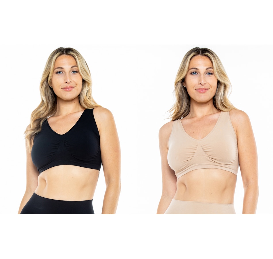 Rhonda Shear 2-pack Ahh Bra with Removable Pads Black/White Large #576265  HSN 