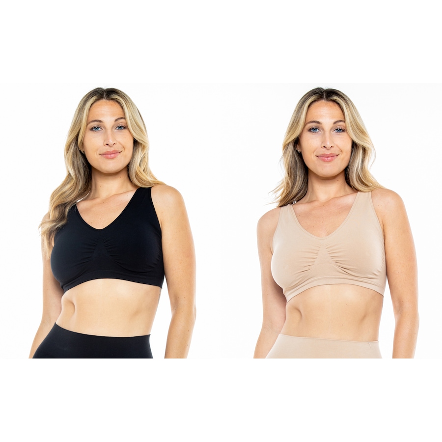 Image 231763_BKBG.jpg, Product 231-763 / Price $14.33, Rhonda Shear 2-Pack Cotton Blend Seamless Ahh Bra With Removable Pads from Rhonda Shear Shapewear on TSC.ca's Fashion department